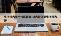 电子科大哪个校区最好,川大好还是电子科大好