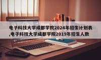 电子科技大学成都学院2024年招生计划表,电子科技大学成都学院2019年招生人数