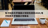 电子科技大学强基计划招生简章2020,电子科技大学强基计划报名