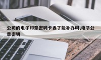 公司的电子印章密码卡丢了能补办吗,电子公章密钥