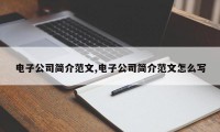 电子公司简介范文,电子公司简介范文怎么写