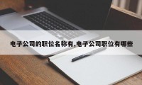电子公司的职位名称有,电子公司职位有哪些