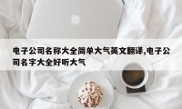 电子公司名称大全简单大气英文翻译,电子公司名字大全好听大气