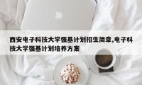 西安电子科技大学强基计划招生简章,电子科技大学强基计划培养方案
