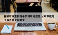 在哪可以查到电子公司章程信息,公司章程电子版去哪个网站查