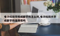 电子科技学院成都学院怎么样,电子科技大学成都学院值得读吗